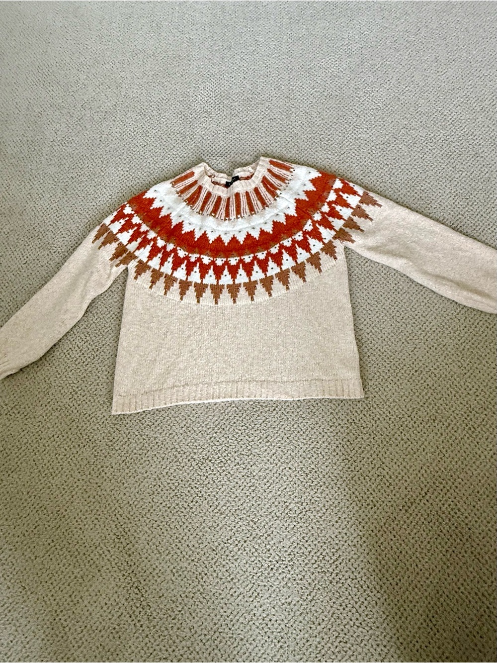 Fair Isle Pullover with Metallic Coloured Beading on Front- NWOT